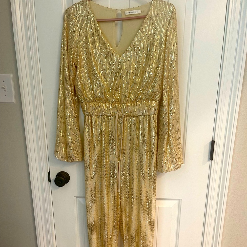 Mustard Seed gold sequin jumpsuit